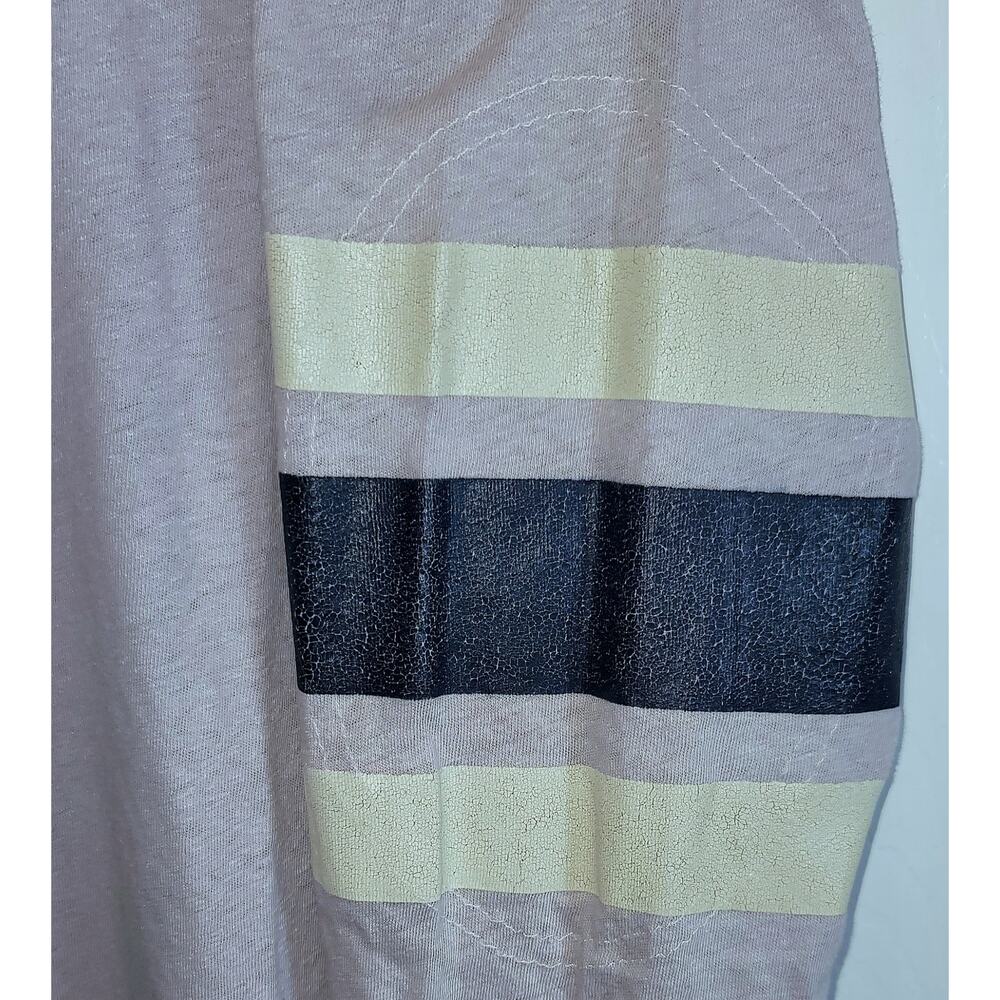 We The Free People Game Time Henley Top Long Sleeve Large Lavender Arm Stripes - Picture 4 of 14